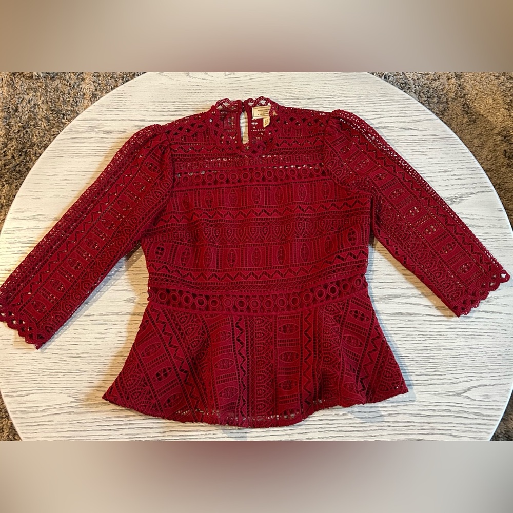 Anthropologie Moulinette Soeurs Lace Peplum Top Sz 10 - Picture 3 of 6